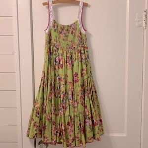 girls green floral maxi dress